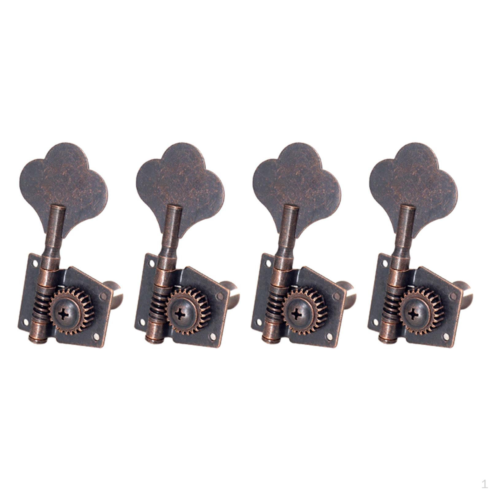4 Pieces Bass Tuner Pegs String Tuning Opened Knob Guitar Button Ukulele for 4R Red Bronze