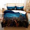 Cityscapes King Queen Duvet Cover Tall Buildings Landscape Bedding Set Busy Traffic View Quilt Cover Polyester Comforter Cover