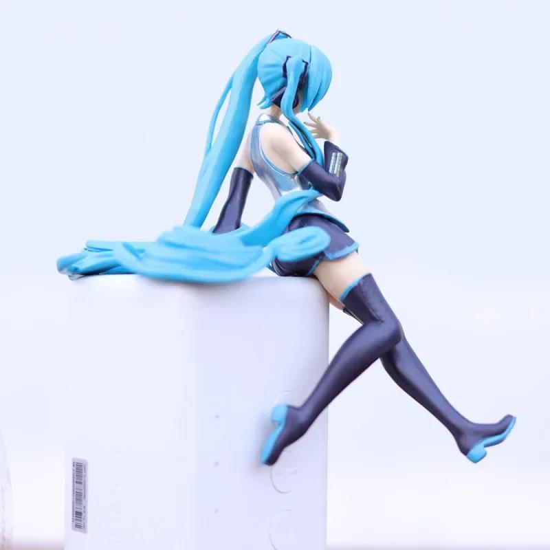 14CM Anime Sitting Hatsune Miku Figures kawaii Long Hair Sakura Action Toys Girls PVC Figure Model Toys Hatsune Miku Girl