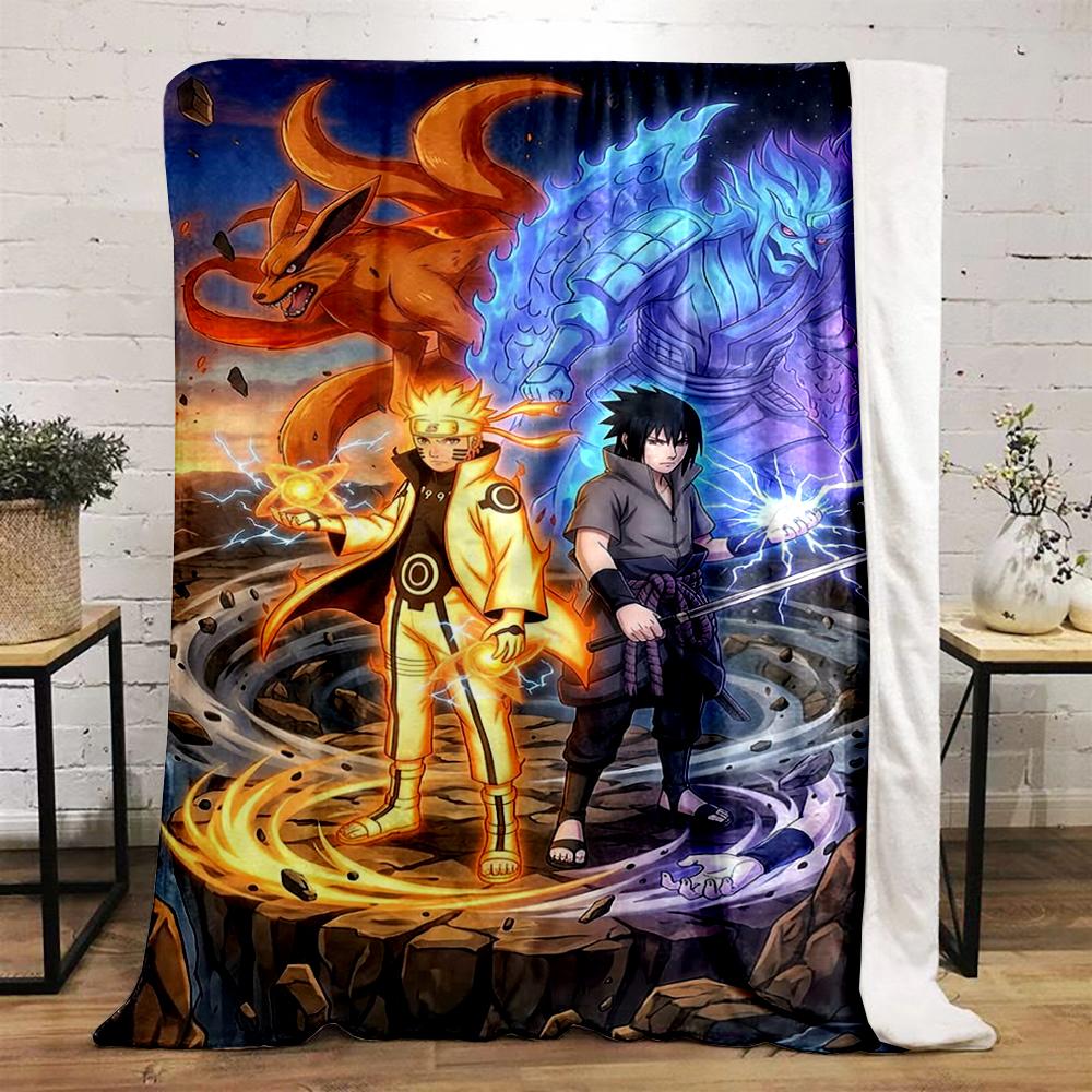 Naruto and Sasuke Epic Battle Design Blanket Flannel blanket for bedroom, living room, sofa, and nap sofas.