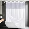 Heavy Duty Waterproof Shower Curtain No Hook Curtain with Snap-on Liner Easy Installation Mesh Top Machine Washable Divider for Bathroom