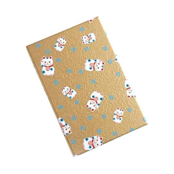 [Shogado] Yuzen Shuin Book Lucky Cat 23231 Large Size Bellows Type Goshuin Book Gold Kyo Yuzen Paper Japanese Pattern Cat Kyoto Made in Japan