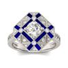 Genuine Blue CZ Stone Cluster Halo Rings S Stamp Sterling Silver Ring Women Men Wedding