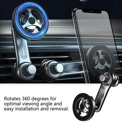 Secure Magnetic Phone Car Mount with Powerful Magnets Easy Clip for Air Vent Adjustable Viewing Angle 360Degree Rotation