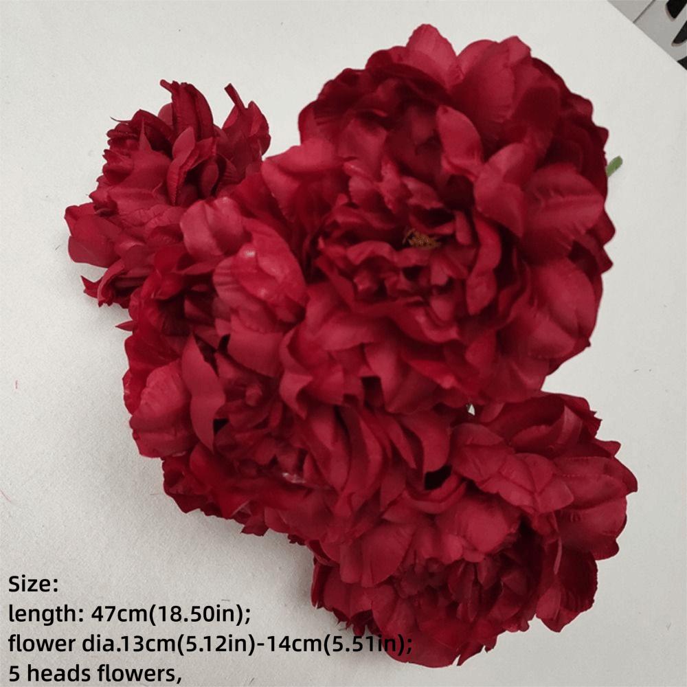 Fleur Artificielle Pivoine Multicolore 5 Têtes Pétales en Soie Fleur Artificielle Pivoine Arrangement Floral Feuilles Fleurs de Pivoine Réalistes Cadeau