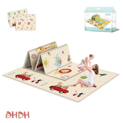 Tapete de atividades para bebês, tapete de acampamento ao ar livre, tapete de brincar dobrável, dupla face, estampa de desenho animado, tapete à prova d'água, fácil de transportar
