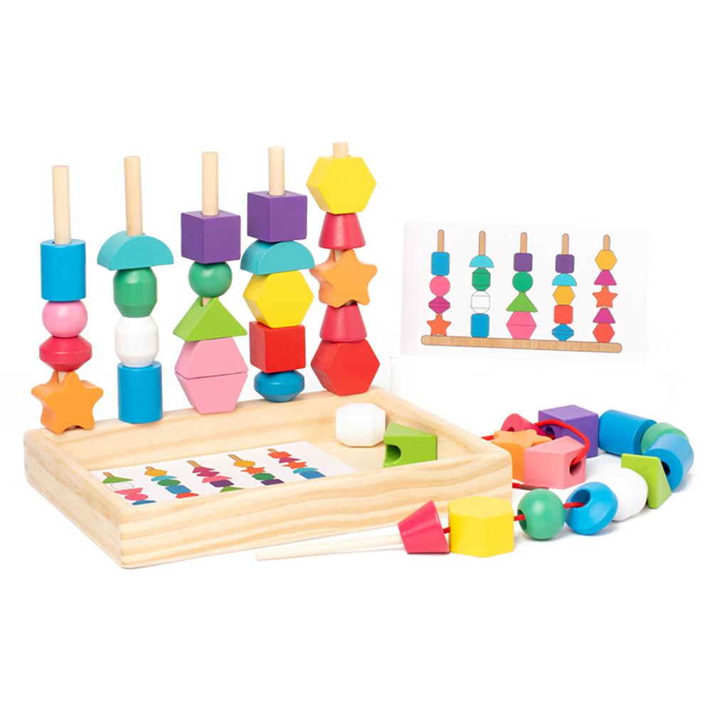 

Montessori Toys Wooden Lacing Beads Toys Fine Motor Skills Toys for Toddlers 1PCS