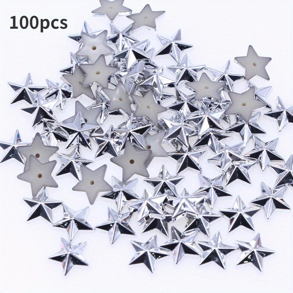 

100 Акрилових Діамантів Плоске Дно Золотий та Срібний П ятикутна Зірка DIY Виготовлення Декоративних Аксесуарів для Одягу Аксесуари