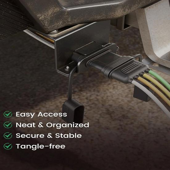 Trailer Mounting Bracket Easy Installation 4-Pin Trailer Connector with Screws Rust-Proof Carbon Steel Mounting Hardware