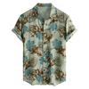 Men's Short Sleeved Shirt, Daily Fashion Printed Button Top, Chest Pocket Cardigan