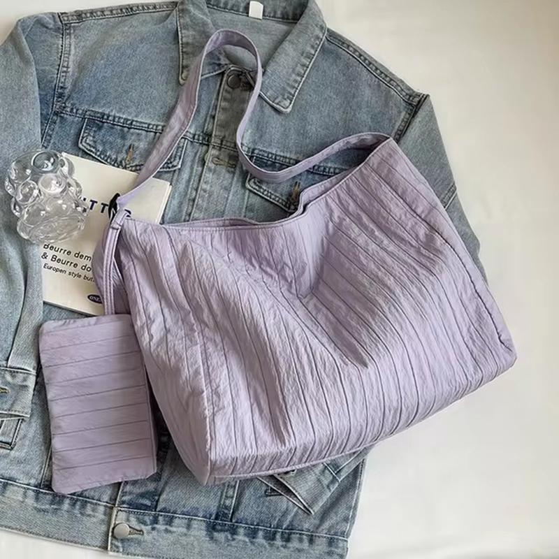 

Холщовые сумки-тоут для женщин, мягкие складные наплечные сумки с кошельком для монет, повседневные сумки-тоут для покупок и поездок на работу ARI 42x14x31cm фиолетовый