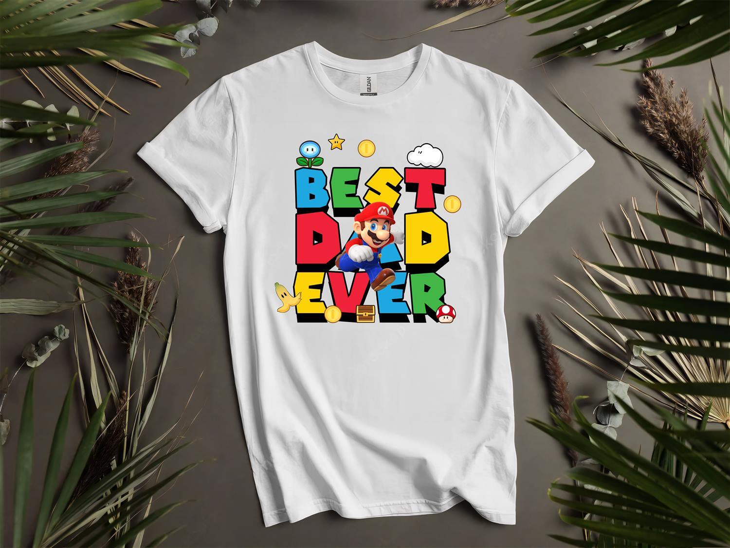 Best Dad Ever Mario T-Shirt Mens Womens Tees Top T Shirt Mens Womens Tees Top Men Women Unisex Tshirt L47 XL