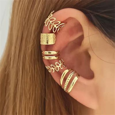 5-teiliges minimalistisches Ear Cuff Set Hohl Clip-On Knorpelohrringe Ohne Piercing Boho Schmuck für Damen
