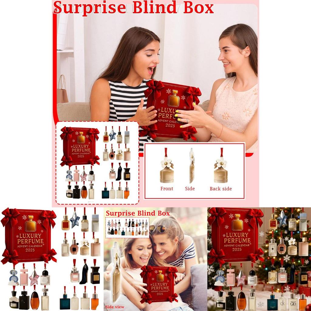 Kalendarz Adwentowy Perfumowy z Akrylowymi Zawieszkami na Prezenty i Uroczystości Świąteczne