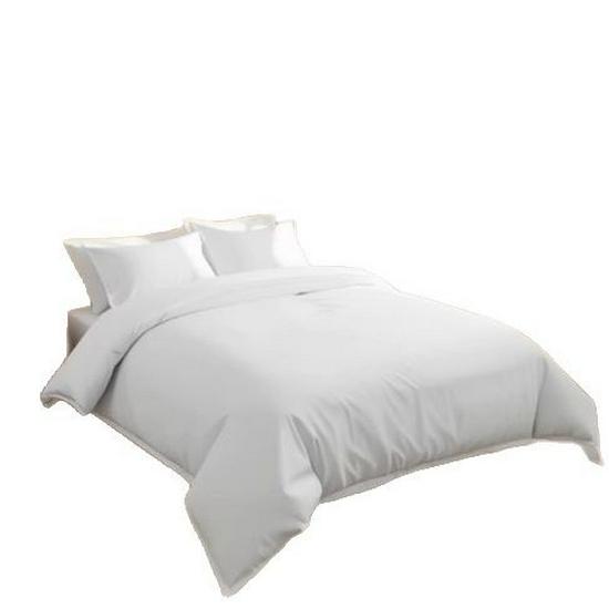 Washed Cotton 4-Piece White Bedding Set for Hotels and Guesthouses, Fitted Sheet Style