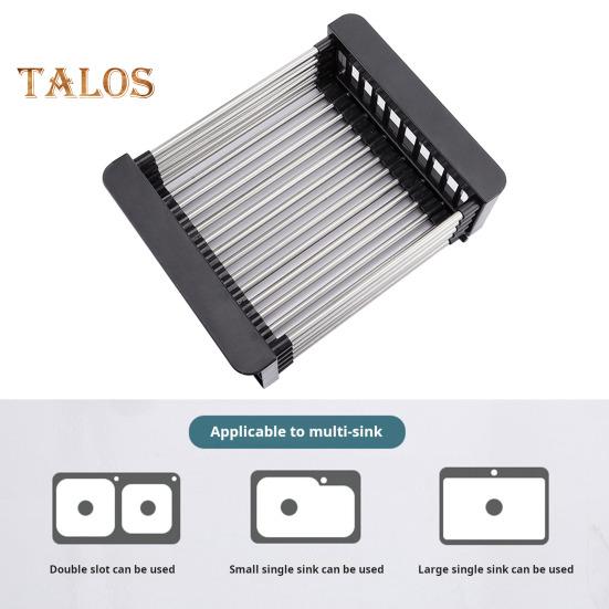 Stainless Steel Drain Rack Retractable Design Large Capacity Rust-Proof Corrosion Resistant Kitchen Sink Hollow Drain Rack Organizer