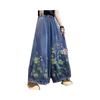 Damen Jeans Frühling Sommer Vintage Stickerei Gewaschen Gebleicht Locker Elastischer Bund Weiblicher Trend Denim Vollständig Länge Bloomers