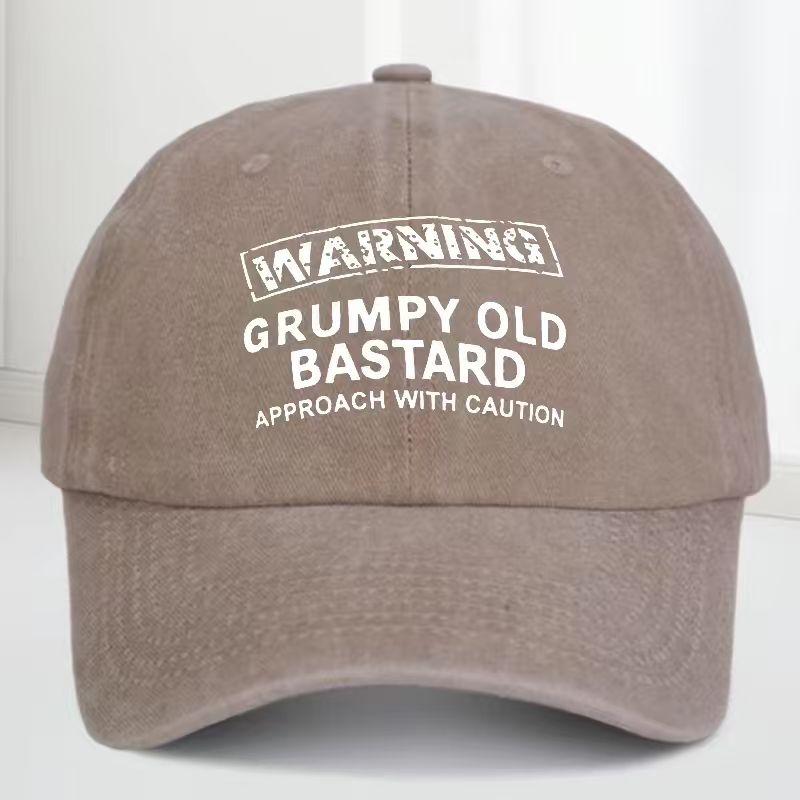 Unisex WARNING GRUMPY OLD BASTARD Print Wash Baseball Caps Spring and Autumn Outdoor Adjustable Casual Hats Sunscreen Hat