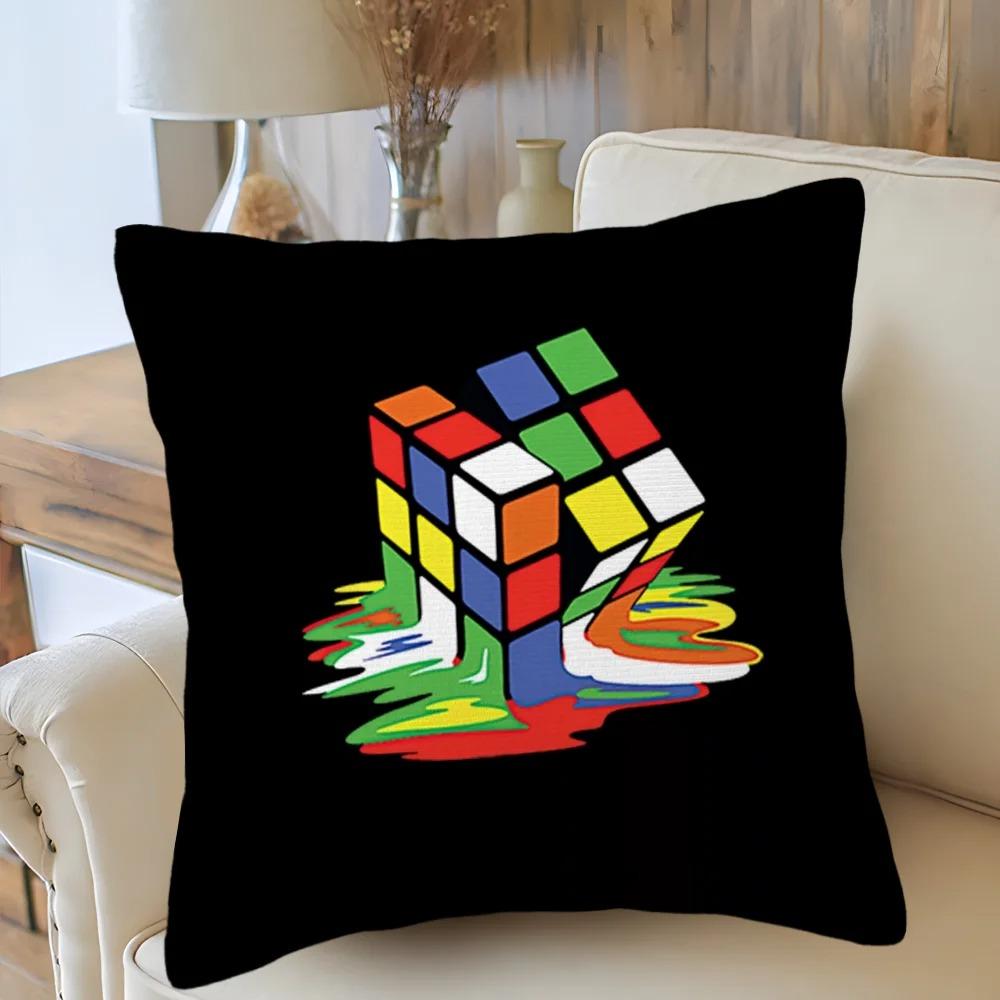 Car Living Room Sofa Cushion Cover Rubik'S Cube Cartoon Pattern Cushion Cover Luxury Home Decoration Pillow Cover