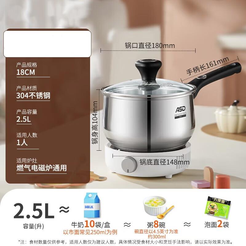 ASD 304 Stainless Steel 18cm Saucepan
