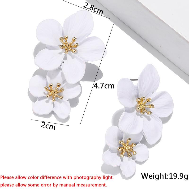 Koreanische Neue Doppel-schichten Blume Tropfen Ohrringe für Damen Übertrieben Frauen Floral Ohrringe Modeschmuck aretes de mujer