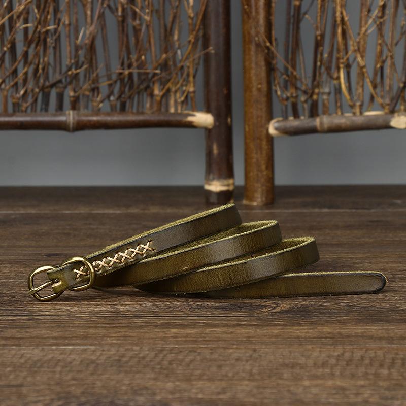 Curea decorativă subțire pentru damă, cataramă cu opt tipuri, cu haină, curea de femei din piele de vacă pură, cu tendințe de modă retro