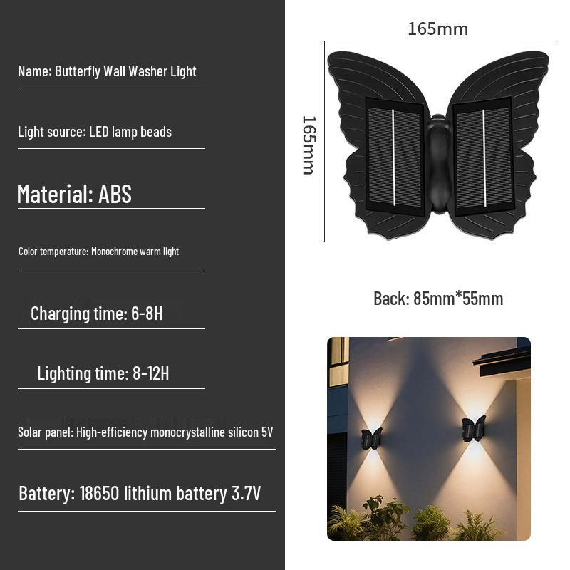 Butterfly Solar LED Wall Lamp: Waterproof Outdoor Garden and Villa Landscape Light