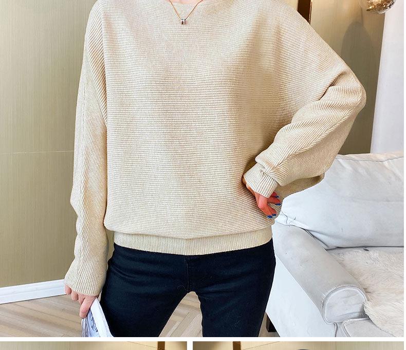 Suéter holgado de manga murciélago con un solo hombro para mujer