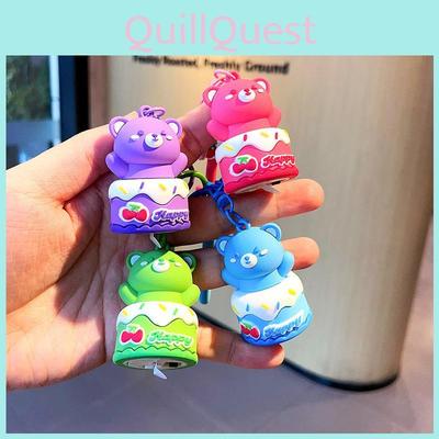 Adorable Silicon Flashing Cake Bear Keychain Cute Cartoon Backpack Charm