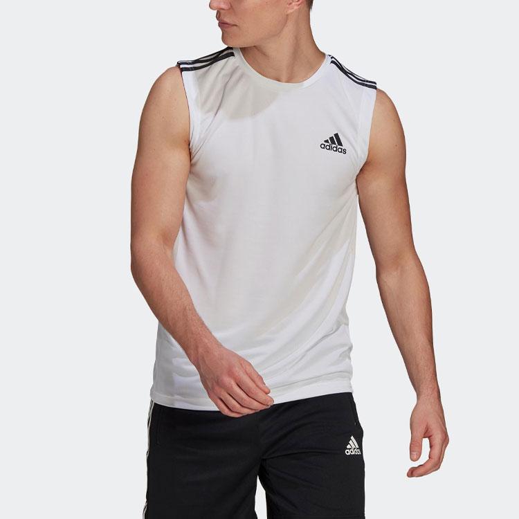Adidas 3-Stripes Logo Training Tank Top Men Tops White GM2158