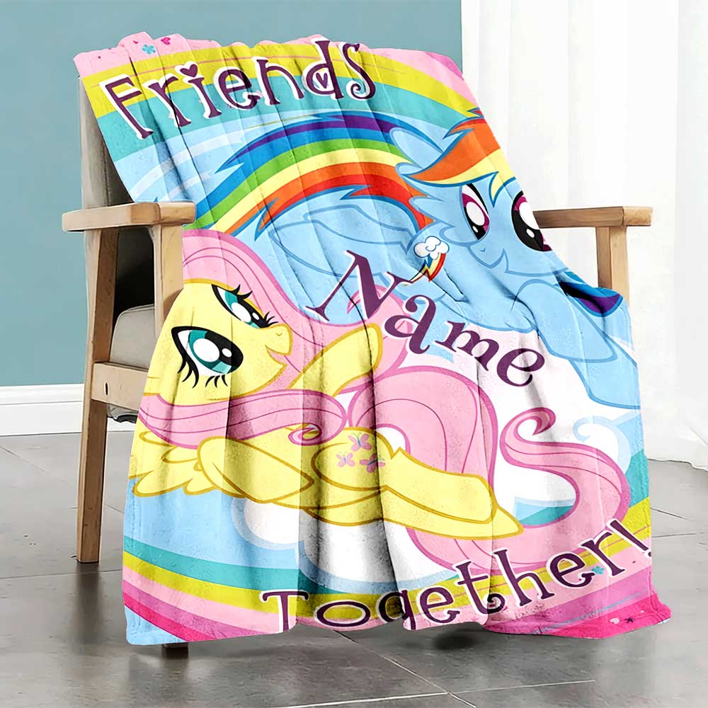 Little Pony (11) Personalized Text Blanket Multi-purpose Customizable Blanket Durable Comfort Perfect for Office Office Chair Livingroom Picnics