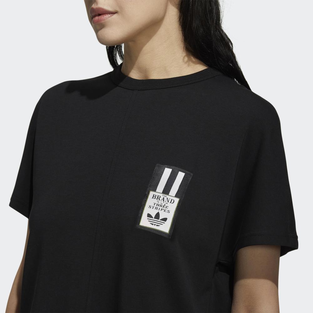 Adidas Originals Trefoil Sports Casual Back Split Breathable Printed Short Sleeve T-Shirt Women Tops Black HC6568