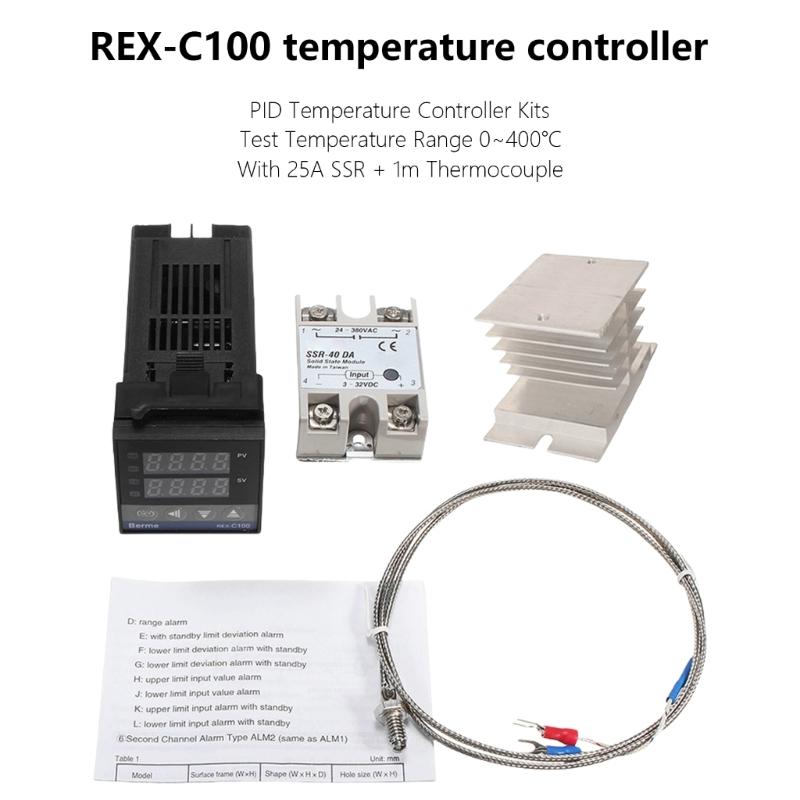 Digital PID Temperature Controller REX-C100 PID Thermostat Temperature Controller Digital 40DA SSR Relays K Thermocouple