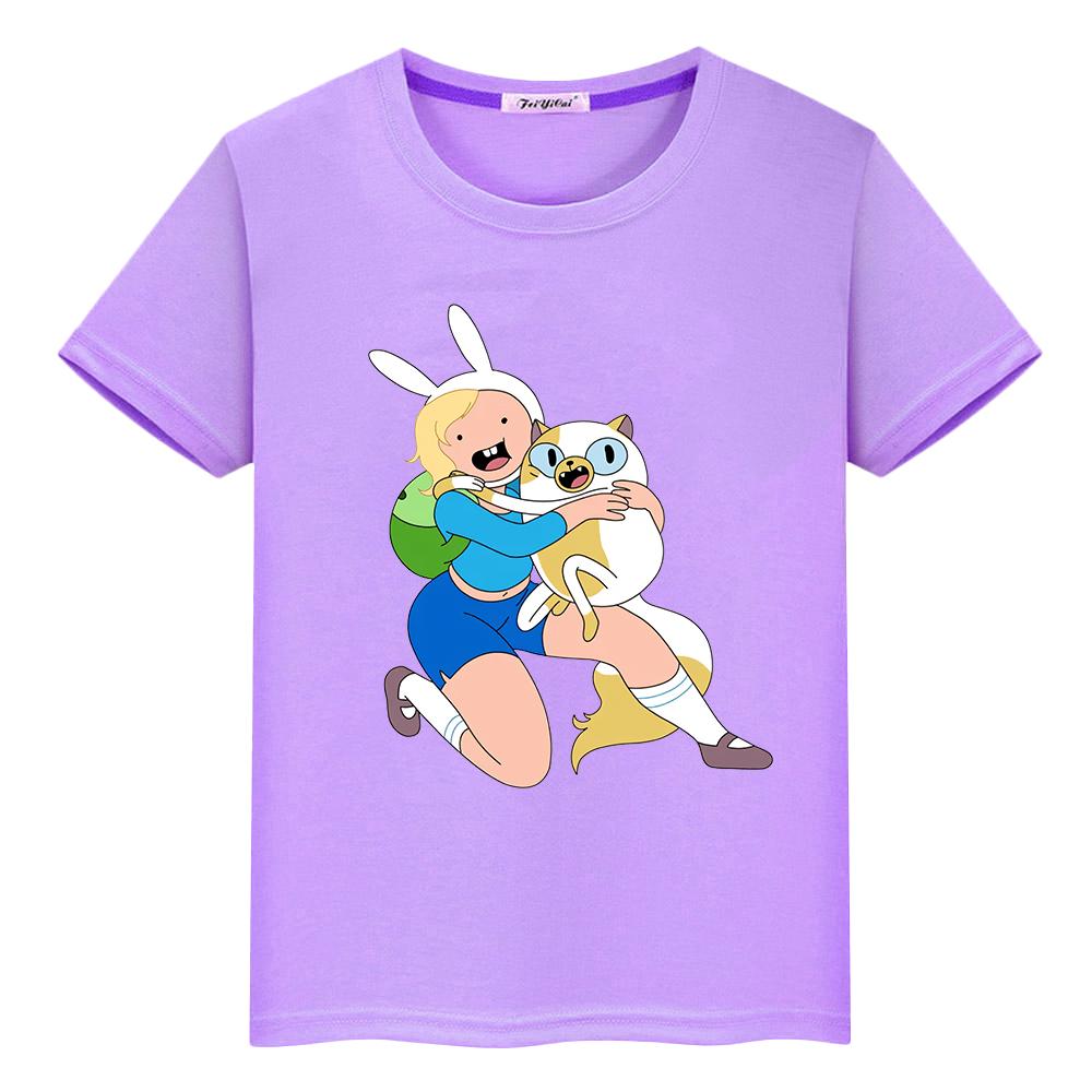Adventure Time 100%Cotton T Shirt for Kids Boy 10years Pride Tshirt Y2k Anime Short Cute Tops Toddler Girl Clothes Kids Clothes Girls