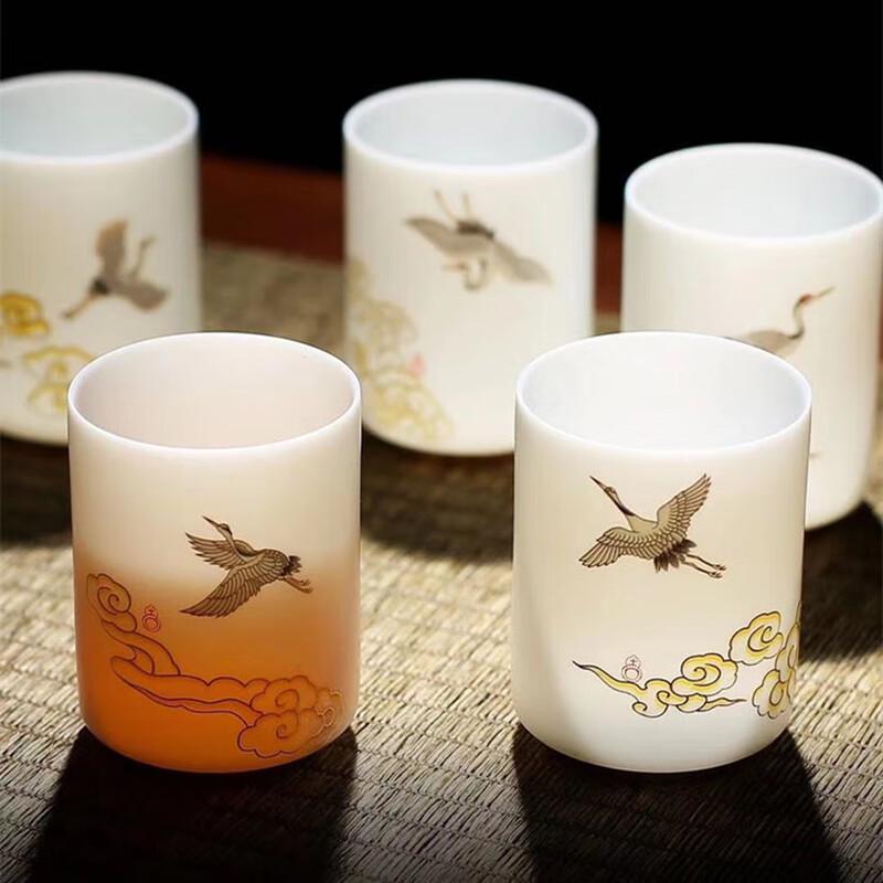 Chaxun Mutton Fat Jade Painted Porcelain Teacup