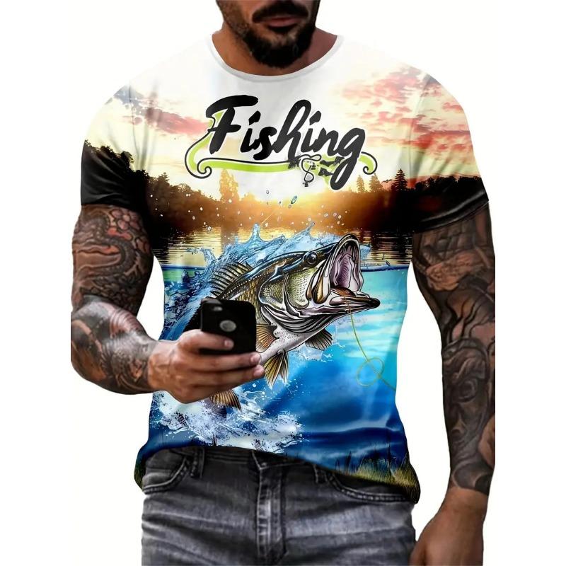 Fashion 3D Carp Fishing Men T-Shirt Fashion O-Neck Short-Sleeve Oversized