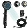 High Pressure Shower Head, Handheld Shower 5 Modes Power Shower Head,Shower Head and Hose 2m with Temperature Indicator, Water Saving Shower Head