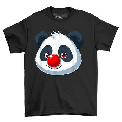 Happy Panda Red Nose Novelty Funny T-Shirt Adults and Kids Comedy Tee Shirt