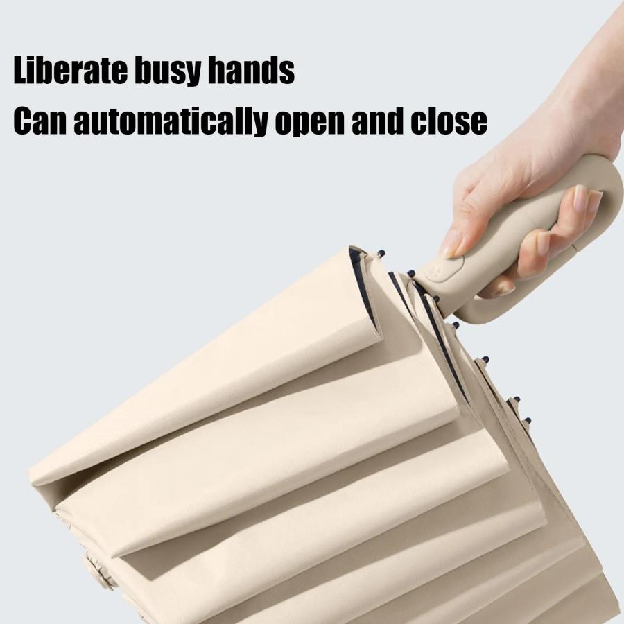 Umbrella For Sunshine And Rainy Windproof Strong Automatic Folding Large Buckle Handle 20 Bones Double Bone