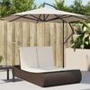 vidaXL Double Sun Lounger with Cushions Brown Poly Rattan