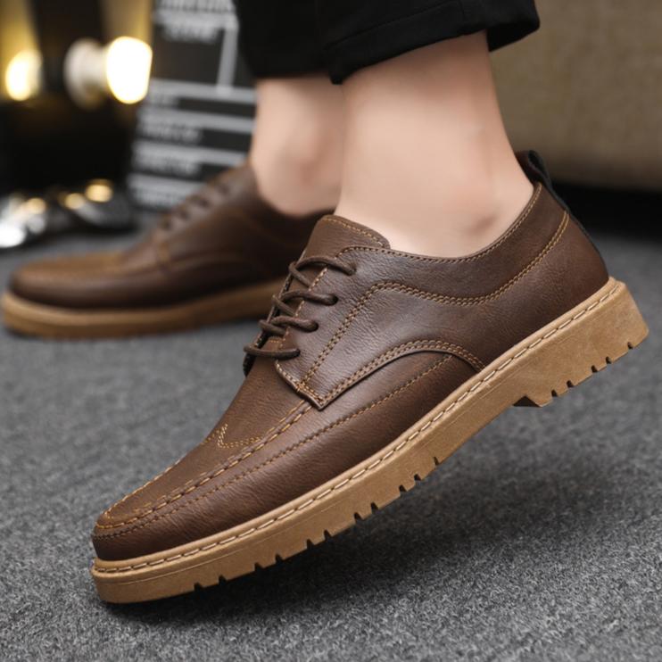 Men's Shoes Cross-border Large Size New Business Men's Casual Leather Shoes Trendy Breathable Black Work Shoes