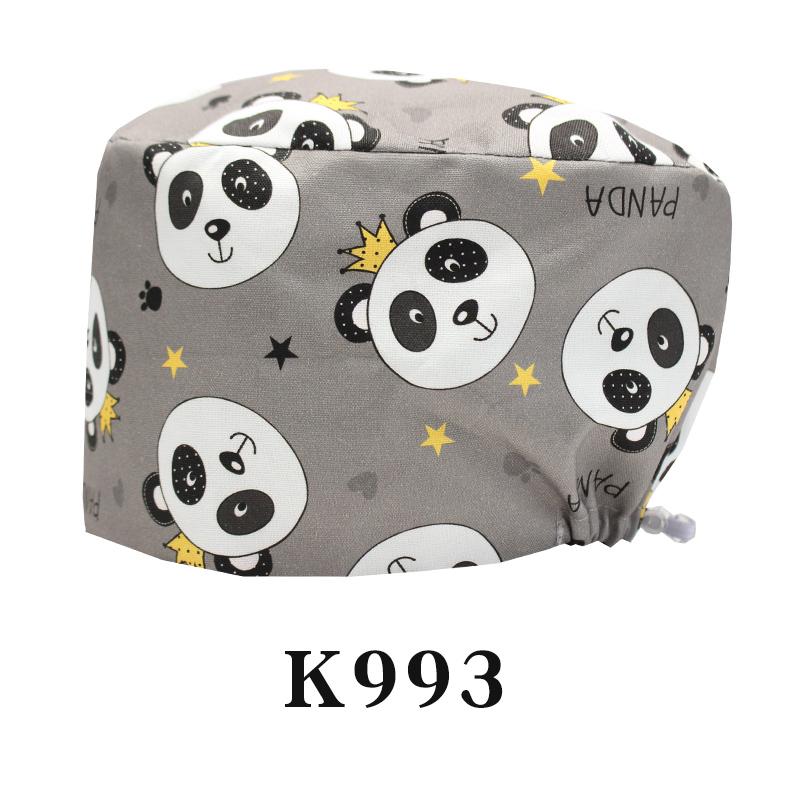 Cartoon Printed Nursing Caps Men Women Medical Hats Adjustable Long Hair Pet Dental Clinic Doctors Scrub Hat