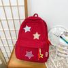Solid Star Twist Zipper Large Capacity Corduroy School Bag Classics Simple Backpack 2024 Hot Sale Light Bags for Girls and Boys