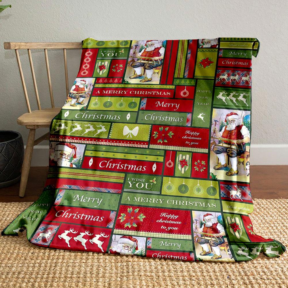 Christmas Themed Festive Holiday Decor Santa bedroom Blanket for Livingroom Couch lunch break Soft throw for Friend's festival Gift