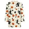 Women's 3/4 Sleeve Casual Shirt Loose Fit Round Neck Halloween Pumpkin Print T-Shirt Lightweight Comfortable Top for Everyday Wear