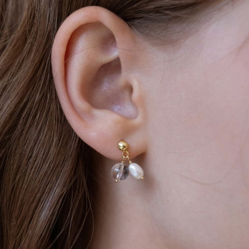 TATIANA (925 Silver) Pearl and Crystal Stud Earrings EC3271