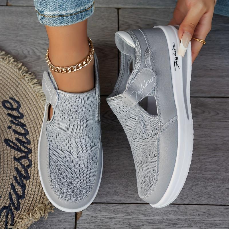 Nuove Scarpe Singole Casual di Taglia Grande per Donna in Primavera ed Estate, Caratterizzate da Suola Piatta, Tessuto Intrecciato Traspirante, Velcro, Rete Casual