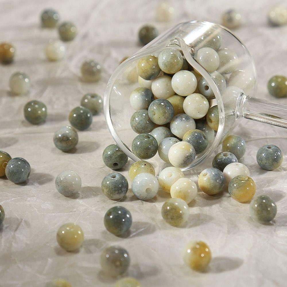 40pcs/set Makeing Bracelet Porcelain Beads Round Loose Spacer Beads Coloured Glaze Beads  Pendant