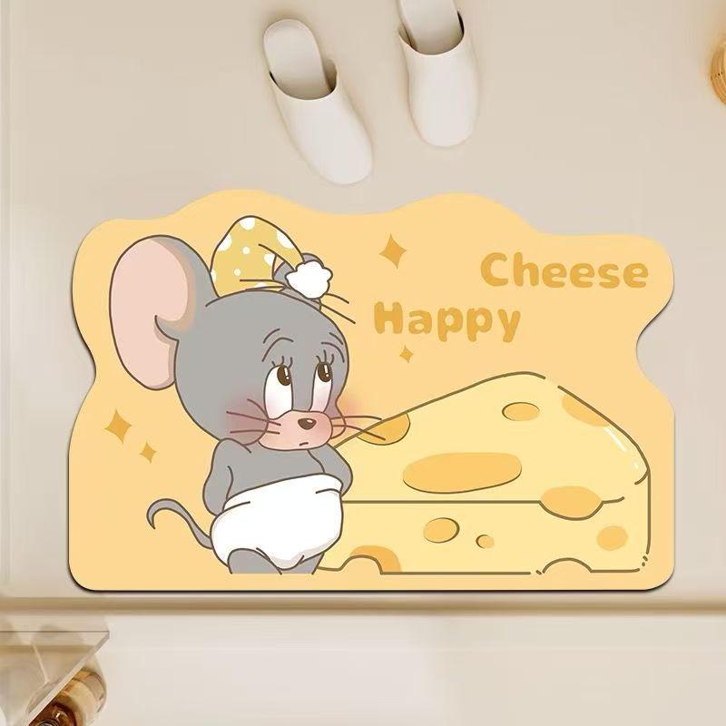 Cartoon Cat & Mouse Quick-Dry Diatomaceous Bath Mat - Non-slip, Wear-resistant 40*60cm