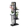 Relaxdays Étagère À Plantes, Escalier Fleurs, 5 Niveaux, HLP 117 X 43 X 22 Cm, Acier MDF, Support Intérieur, Noir
